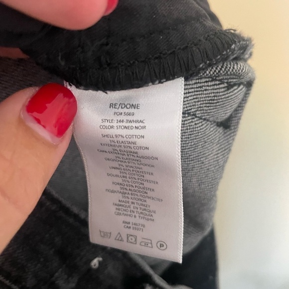 Re/Done 90s High-Rise Ankle Crop Jeans in Stoned Noir Size 24 - Picture 10 of 13